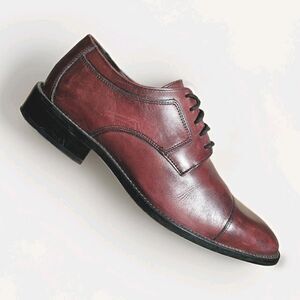 Johnston & Murphy Men's 8.5 Novick Cap Toe Lace Up Oxford Shoes Burgundy